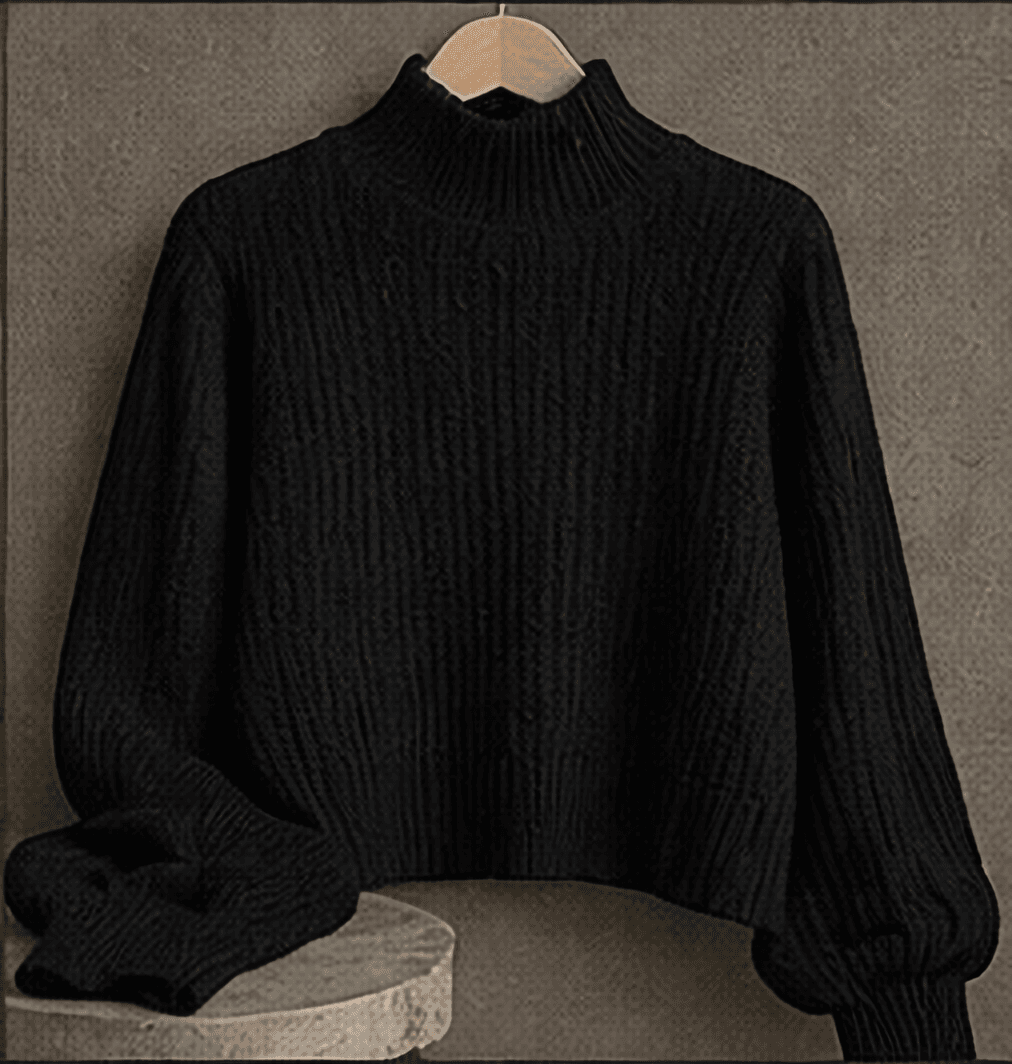 リブハイネックニット（ブラック）