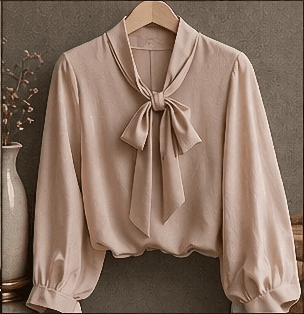 ボウタイブラウス（ピンクベージュ）
